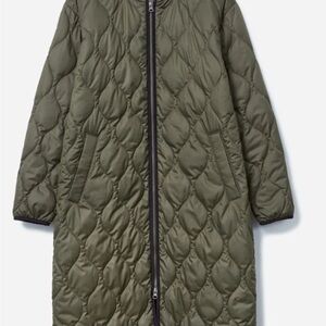 Everlane Olive army green Quilted Long Coat jacket